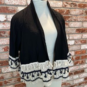 fringe cape shawl coverup with sleeves
